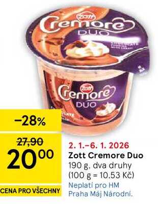 Zott Cremore Duo, 190 g