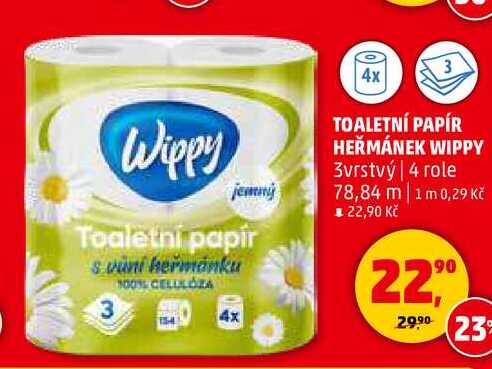 TOALETNÍ PAPÍR HEŘMÁNEK WIPPY, 4 role 