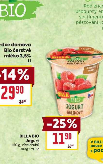BILLA BIO Jogurt 150g