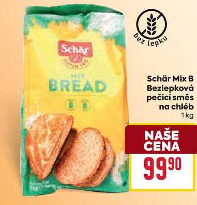 Schär Mix B Bezlepková pečicí směs na chléb 1kg