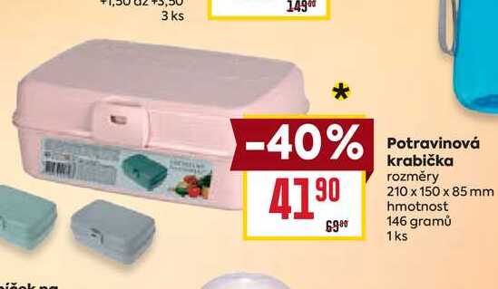 Potravinová krabička rozměry 210 x 150 x 85 mm hmotnost 146 gramů 1ks 