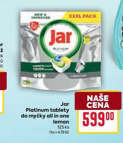 Jar Platinum tablety do myčky all in one lemon 125ks