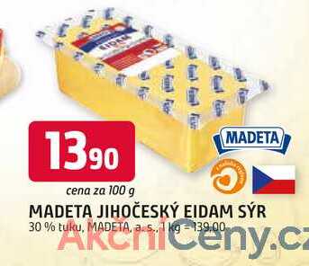 MADETA JIHOČESKÝ EIDAM SÝR 30% tuku, 100g