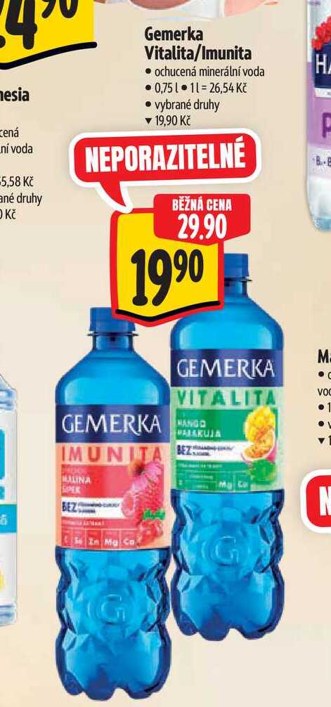 Gemerka Vitalita/Imunita ochucená minerální voda 0,75 l