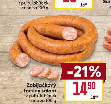 Zabijačkový točený salám z pultu lahůdek cena za 100 g 