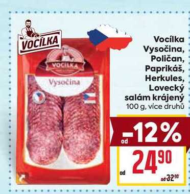 Vocilka Vysočina, Poličan, Paprikáš, Herkules, Lovecký salám krájený 100 g