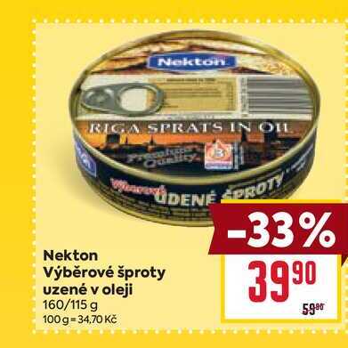 Nekton Výběrové šproty uzené v oleji 160/115 g