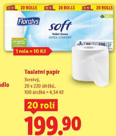 Toaletní papír, 20 rolí 