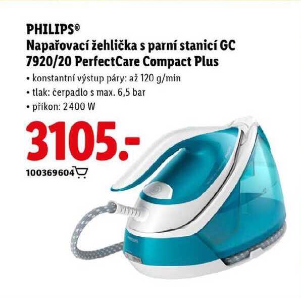 PHILIPS Napařovací žehlička s parní stanicí GC 7920/20 PerfectCare Compact Plus 