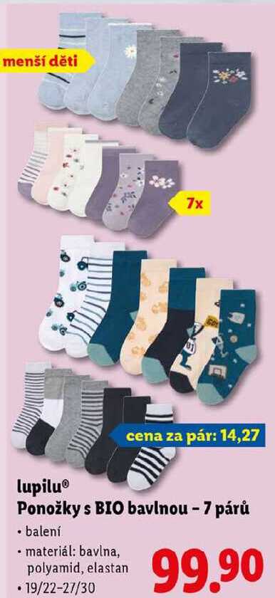 lupilu Ponožky s BIO bavlnou - 7 párů