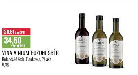 VÍNA VINIUM POZDNÍ SBĚR 0,187l