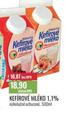 KEFÍROVÉ MLÉKO 1,1% nízkotučné ochucené 500ml