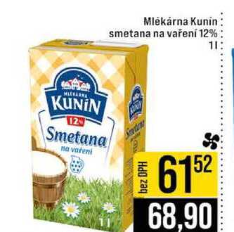 Kunín smetana na vaření 12% 1l
