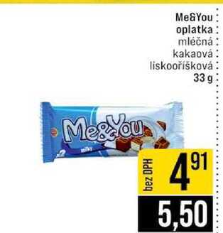 Me&You oplatka mléčná kakaová liskooříšková 33 g 