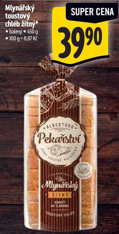 Mlynářský toustový chléb žitný, 450 g