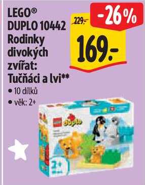 LEGO® DUPLO 10442 Rodinky divokých zvířat: Tučňáci a lvi**
