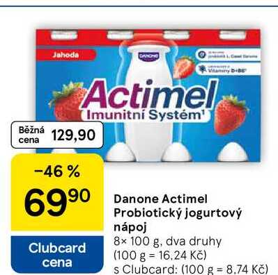 Danone Actimel Probiotický jogurtový nápoj, 8x 100 g
