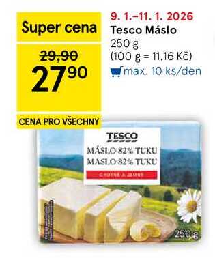 Tesco Máslo, 250g  v akci