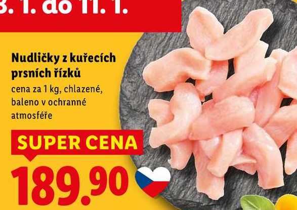 Nudličky z kuřecích prsních řízků, cena za 1 kg