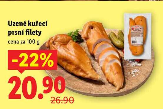 Uzené kuřecí prsní filety, cena za 100 g 