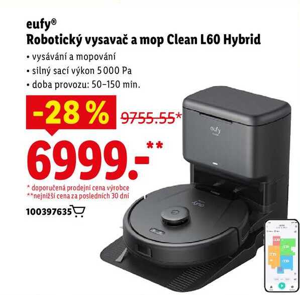 eufy Robotický vysavač a mop Clean L60 Hybrid 
