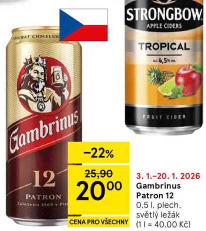 Gambrinus Patron 12, 0,5 l, plech 