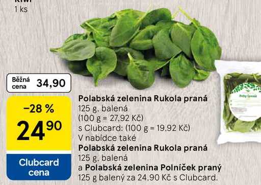 Polabská zelenina Rukola praná, 125 g, balená  