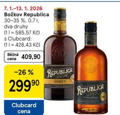 Božkov Republica 30-35 %, 0.7 l, dva druhy