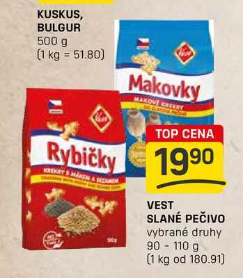 VEST SLANÉ PEČIVO vybrané druhy 90-110 g