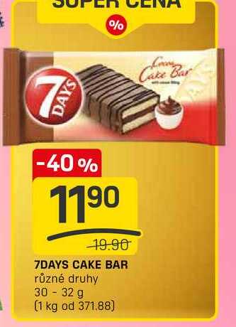 7DAYS CAKE BAR různé druhy 30 - 32 g 