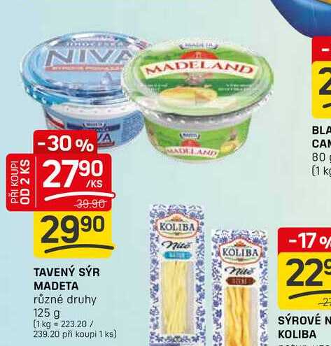 TAVENÝ SÝR MADETA různé druhy 125 g 