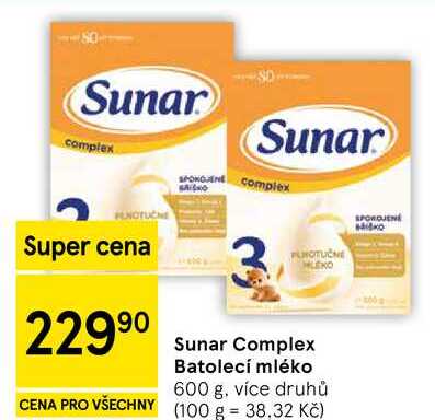 Sunar Complex Batolecí mléko, 600 g, více druhů 
