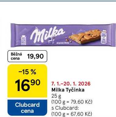 Milka Tyčinka, 25 g 