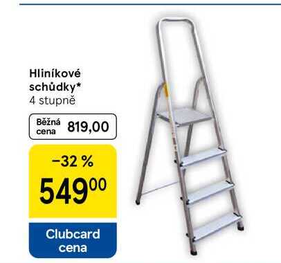 Hliníkové schůdky, 4 stupně 