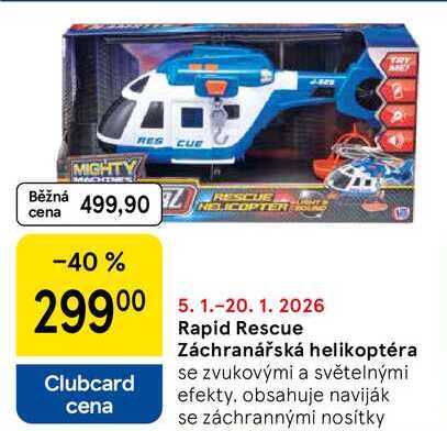 Rapid Rescue Záchranářská helikoptéra se zvukovými a světelnými efekty, obsahuje naviják se záchrannými nosítky