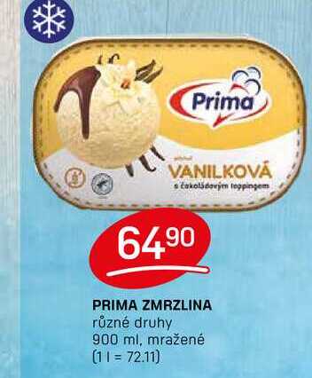 PRIMA ZMRZLINA různé druhy 900 ml, mražené 