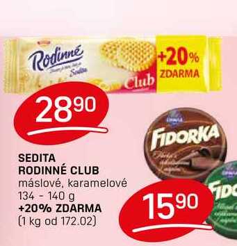 SEDITA RODINNÉ CLUB máslové, karamelové 134-140 g 