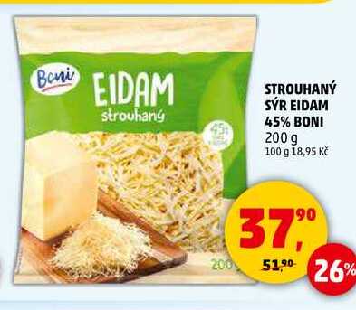STROUHANÝ SÝR EIDAM 45% BONI, 200 g
