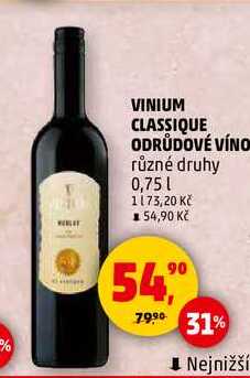 VINIUM CLASSIQUE ODRŮDOVÉ VÍNO, 0,75 l