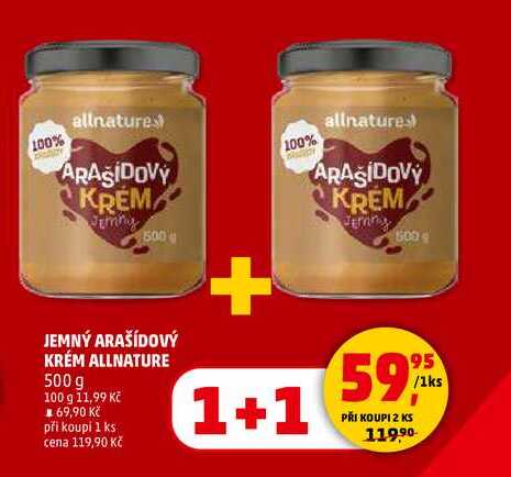 JEMNÝ ARAŠÍDOVÝ KRÉM ALLNATURE, 500 g