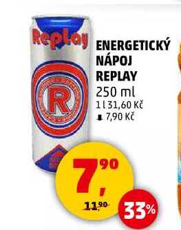 ENERGETICKÝ NÁPOJ REPLAY, 250 ml