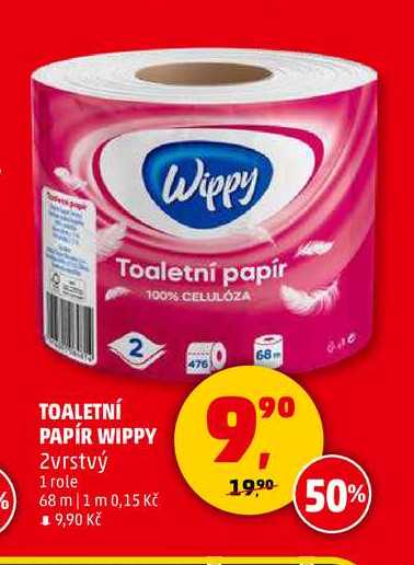 TOALETNÍ PAPÍR WIPPY, 1 role