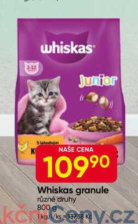 Whiskas granule 800g, vybrané druhy