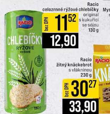 Racio celozrnné rýžové chlebíčky original s kukuřicí se sójou 130 g 