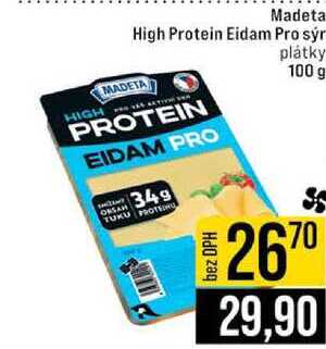 Madeta High Protein Eidam Pro sýr plátky 100 g