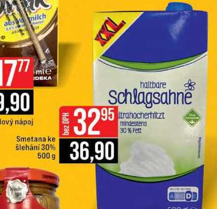 Smetana ke šlehání 30% 500 g
