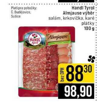 Handl Tyrol Almjause výběr salám, krkovička, karé plátky 100 g 