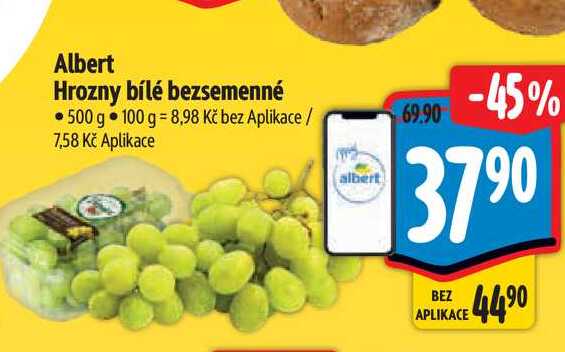 Albert Hrozny bílé bezsemenné 500 g  