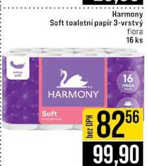 Harmony Soft toaletni papir 3-vrstvý flora 16 ks