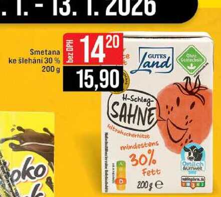 Smetana ke šlehání 30 % 200 g
